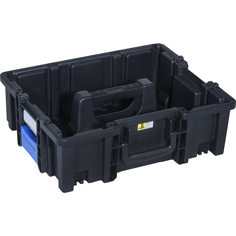 Boîte de transport professionnelle avec clips, L x l ext. 440 x 355 mm, noir/bleu, PP