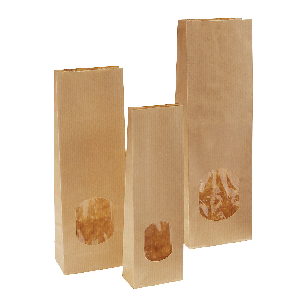 Blockbodenbeutel mit Fenster, aus Kraftpapier, OPP, LxB 175 x 55 mm, VE 1000 Stk ratioform 2