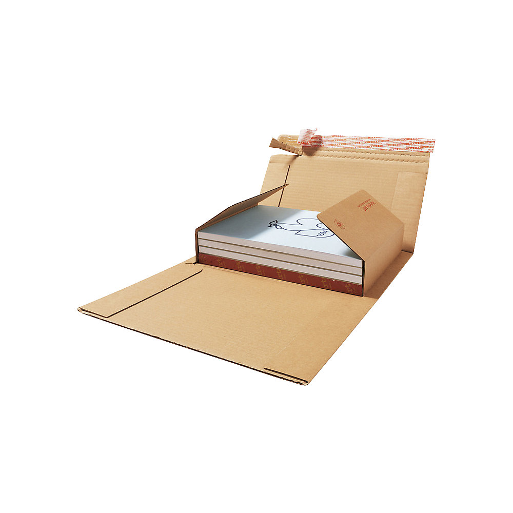 Buchverpackung Variofix, Selbstklebeverschluss, braun, mit Fenster, LxB 305 x 215 mm, Füllhöhe 0 - 60 mm, ab 100 Stk ratioform flow 2