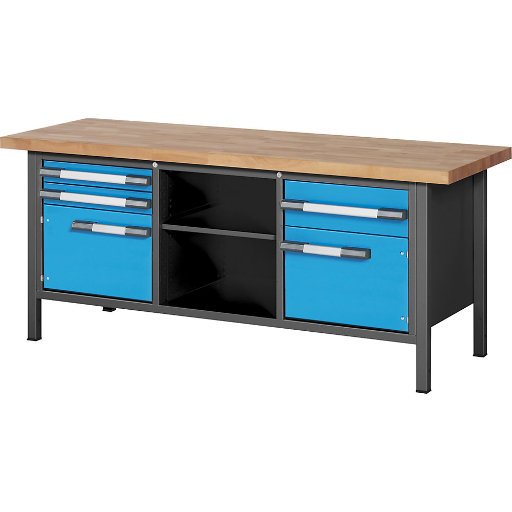 Eurokraft Pro Height-Adjustable Workbench Anthracite/Blue 2000x700mm