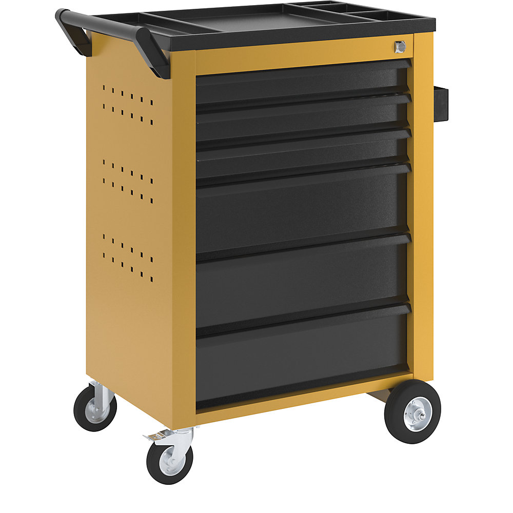 Werkzeugwagen, 6 Schubladen mit Einzelarretierung, HxBxT 930 x 630 x 410 mm, gelb eurokraft pro