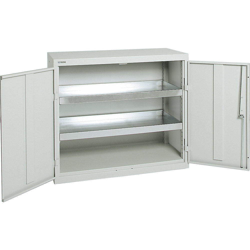 kaiserkraft Umweltschrank ohne Türlochung, HxBxT 900 x 1000 x 500 mm, 2 Wannenböden, lichtgrau / lichtgrau
