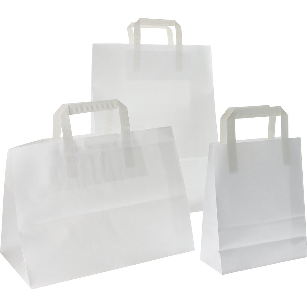Papiertragetasche, weiß, LxBxH 320 x 140 x 420 mm, 80 g/m², VE 250 Stk, ab 5 VE ratioform 2