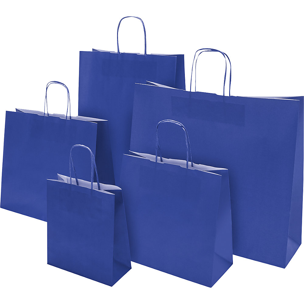 Papiertragetasche FRESH, blau, LxBxH 320 x 130 x 280 mm, 110 g/m², VE 250 Stk, ab 10 VE ratioform 2