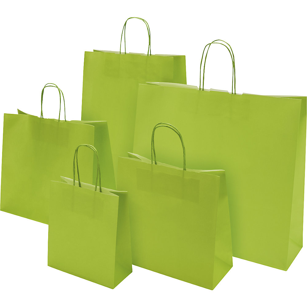 Papiertragetasche FRESH, grün, LxBxH 250 x 110 x 240 mm, 100 g/m², VE 250 Stk, ab 10 VE ratioform 2
