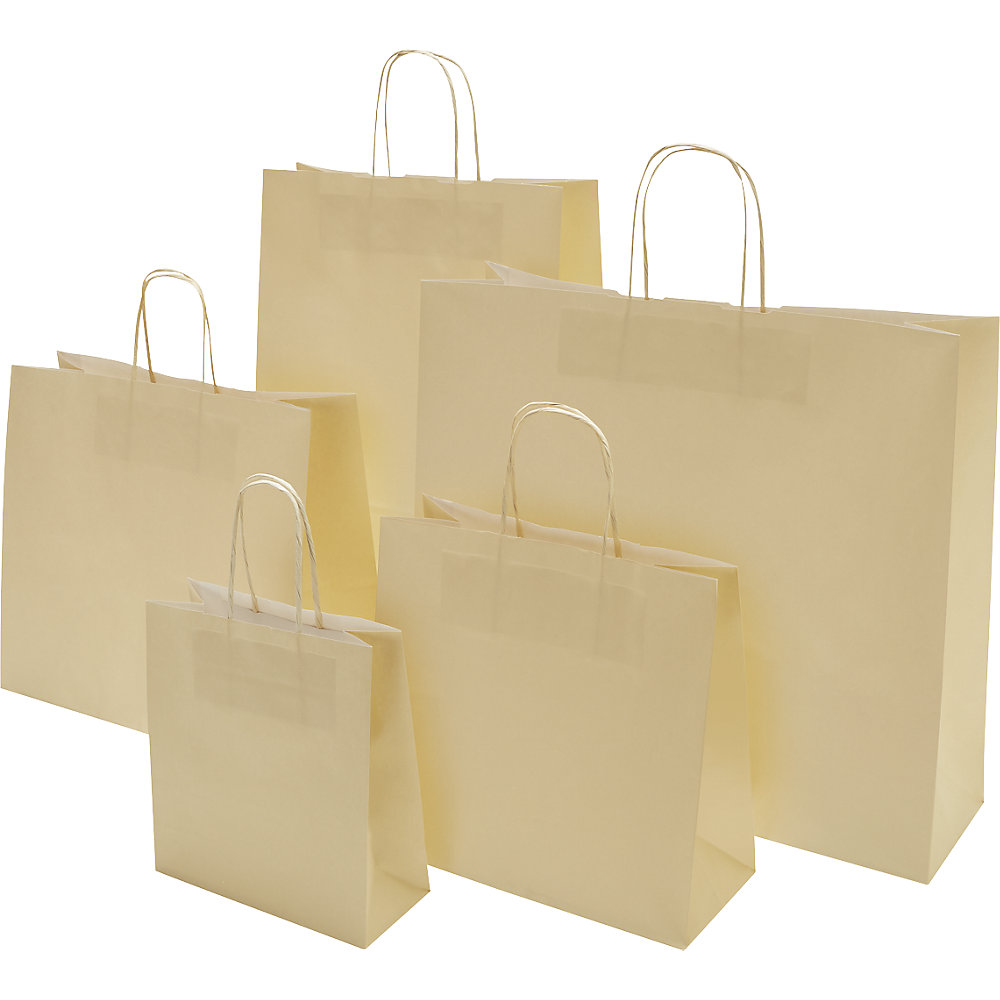 Papiertragetasche FRESH, sand, LxBxH 250 x 110 x 240 mm, 100 g/m², VE 250 Stk, ab 10 VE ratioform 2