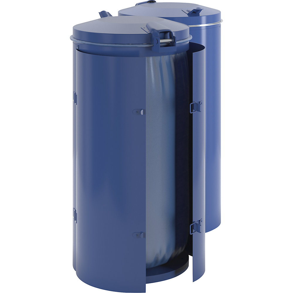 Steel Sheet Waste Collector 120L with Double Wing Door and Metal Lid Blue