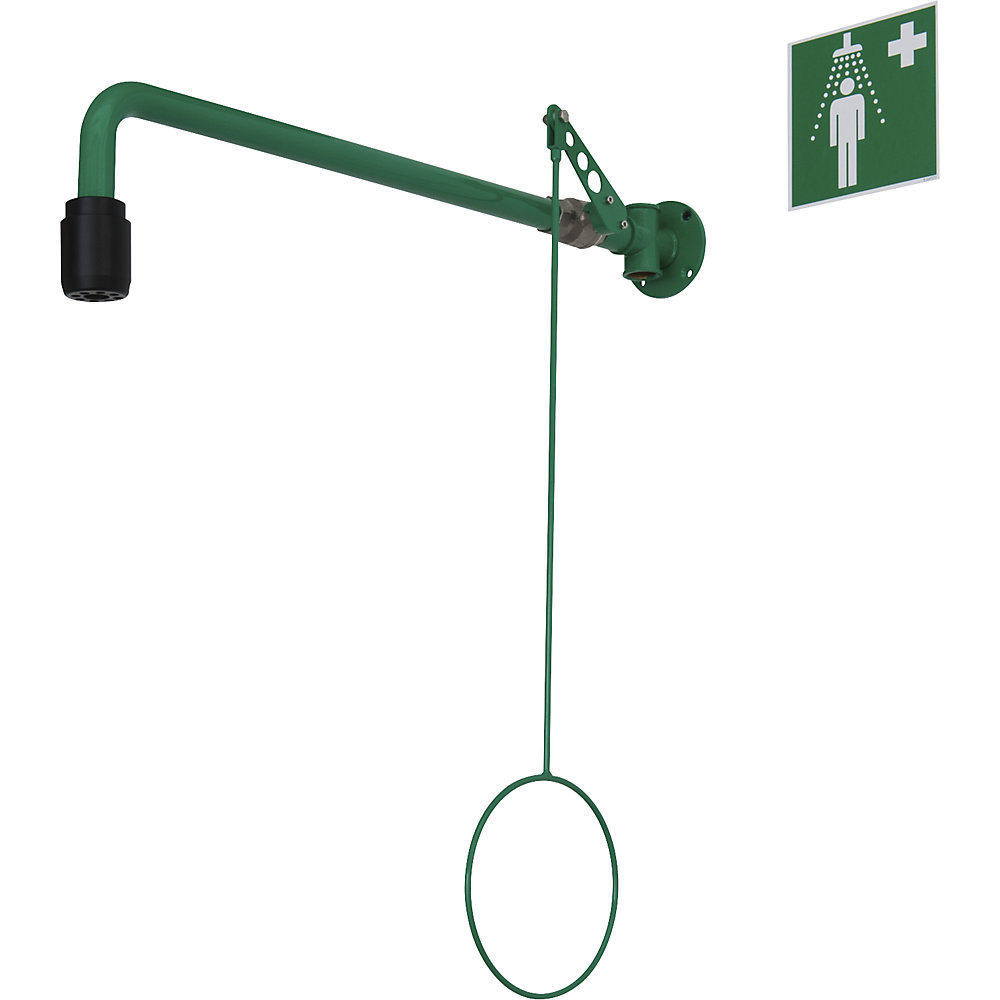 Ducha de emergencia corporal ClassicLine, montaje en pared, verde, negro