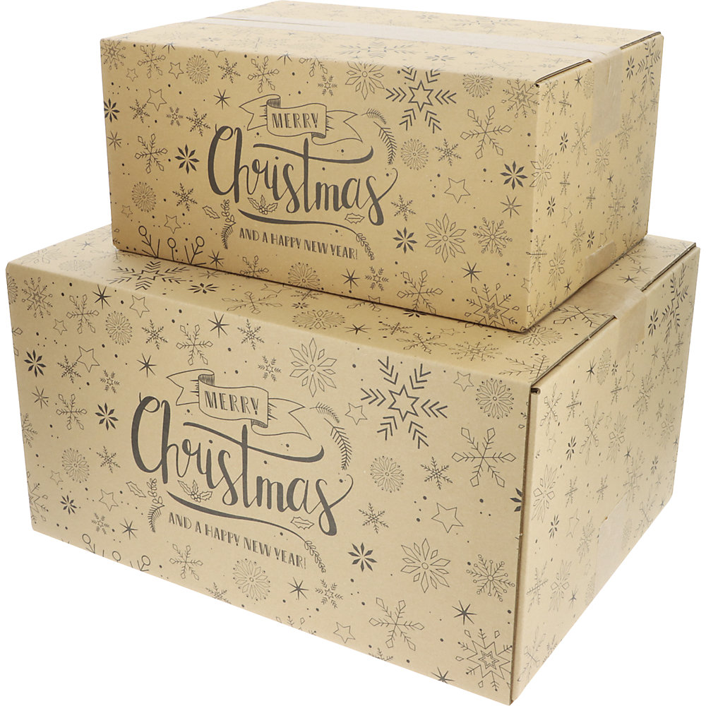 Versandkarton Merry Christmas, VE 10 Stk, Innenmaße 310 x 215 x 140 mm, ab 2 VE ratioform terra 2