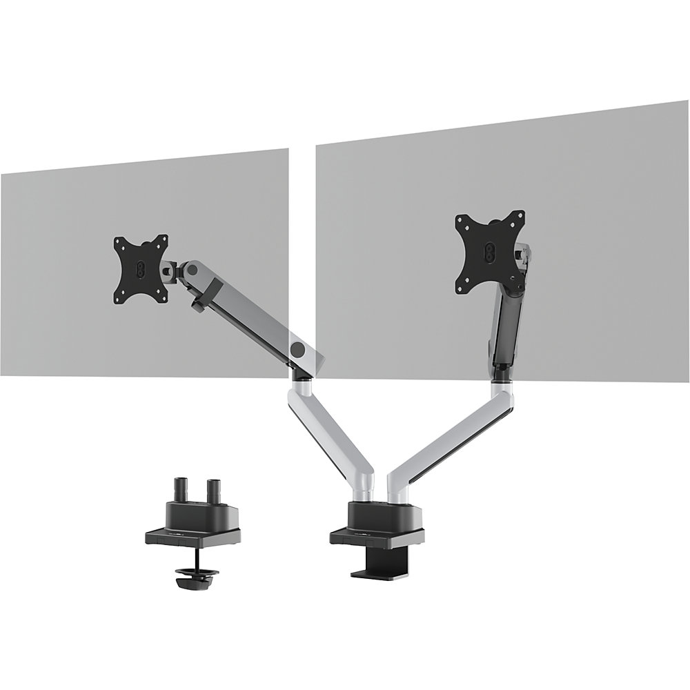 DURABLE SELECT PLUS monitor holder, for 2 monitors, silver