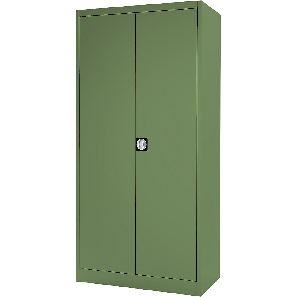 Flügeltürenschrank HxB außen 1950 x 950 mm, mit 4 Fachböden, Tiefe 420 mm, resedagrün RAL 6011 mauser