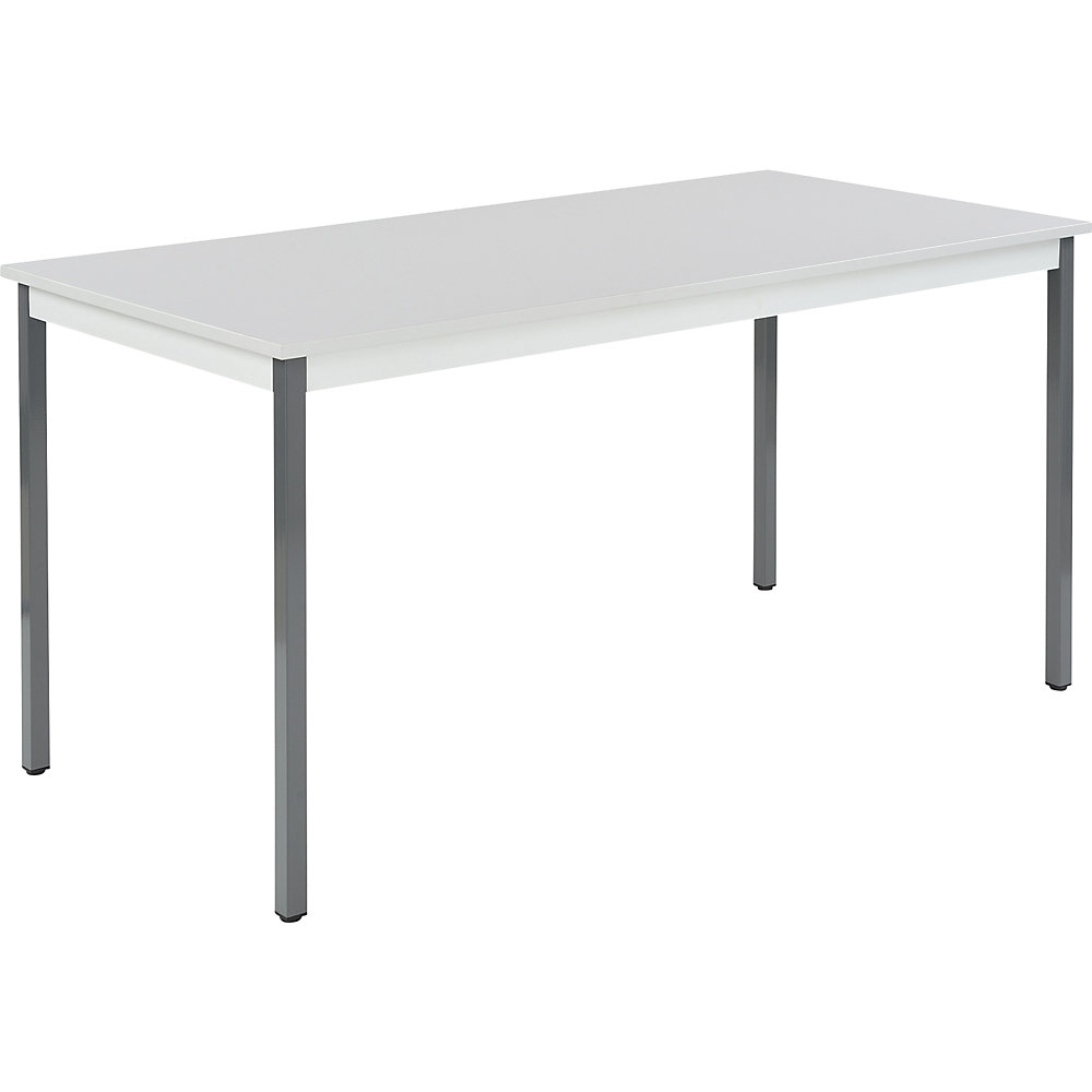 Mehrzwecktisch, rechteckig, HxBxT 740 x 1600 x 800 mm, Platte lichtgrau, Gestell basaltgrau eurokraft basic