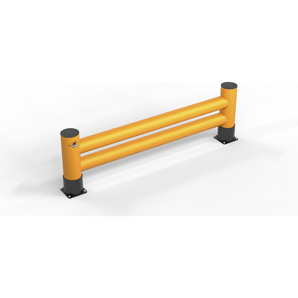 Rammschutzbarriere, Höhe 650 mm, Doppelplanke, Länge 4 m, verkehrsgelb Ampere Rack Mammut 2