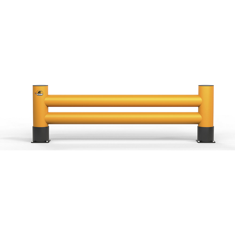 Rammschutzbarriere, Höhe 650 mm, Doppelplanke, Länge 4 m, verkehrsgelb Ampere Rack Mammut