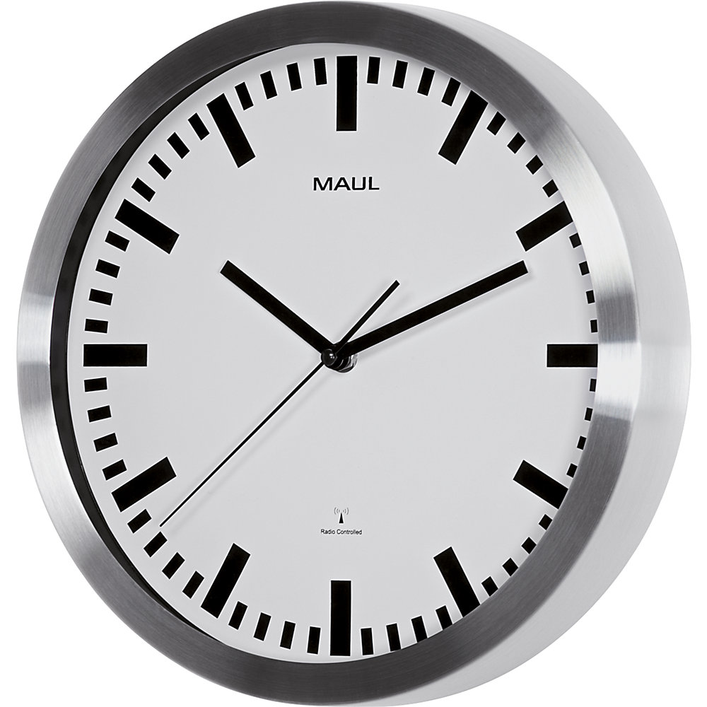 Wanduhr MAULpilot, Aluminium gebürstet, Ø 305 mm, Funkuhrwerk, silber MAUL 2