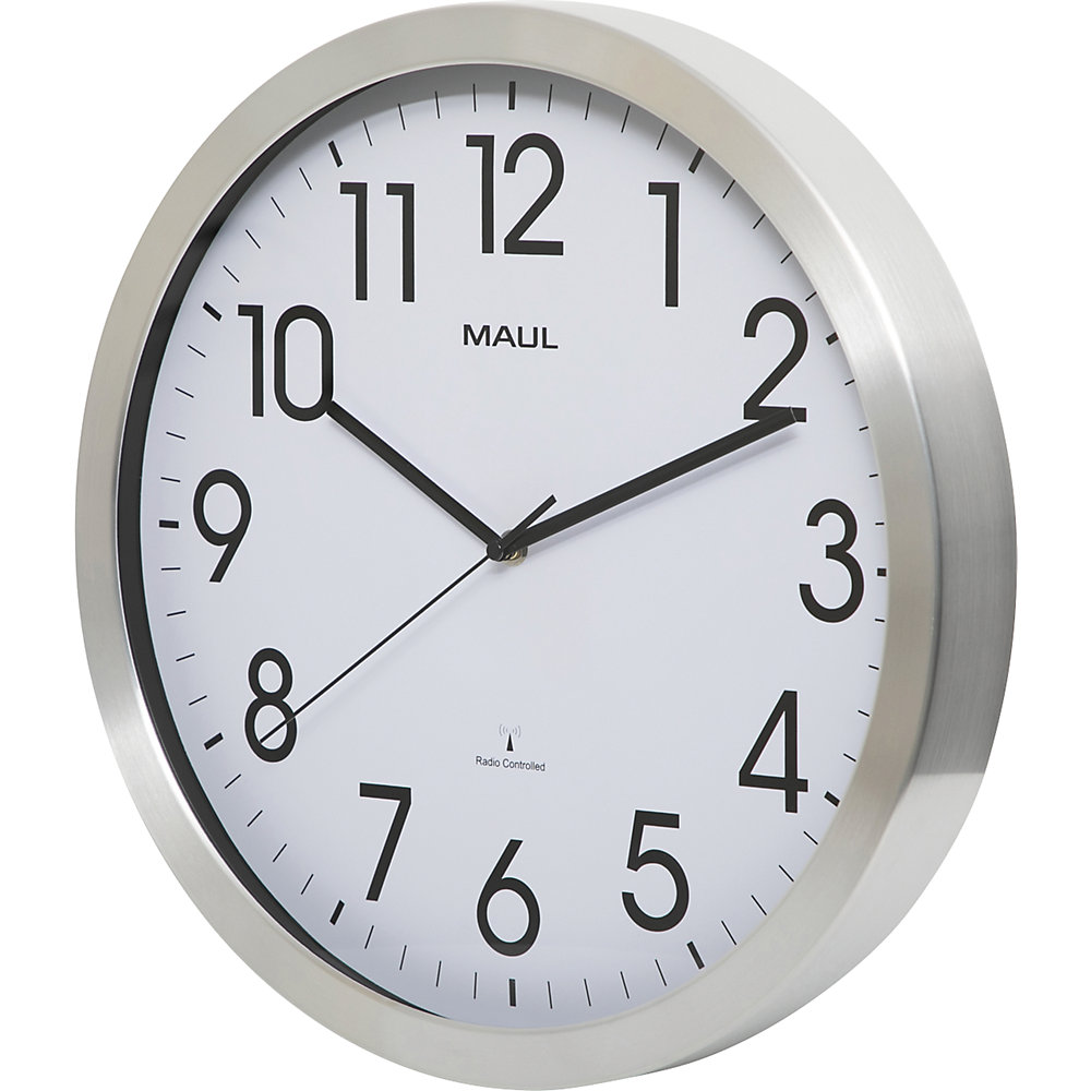 Wanduhr MAULmove, Aluminium gebürstet, Ø 400 mm, Funkuhrwerk MAUL 2