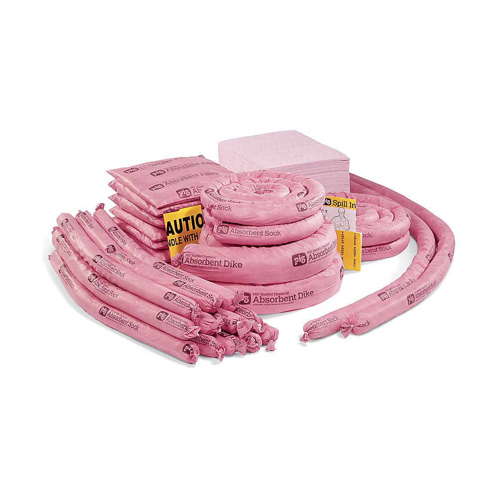 Notfall-Kit im 360-l-Signalfarbenbehälter, Ausführung Chemikalien, absorbiert 236,8 l PIG 2