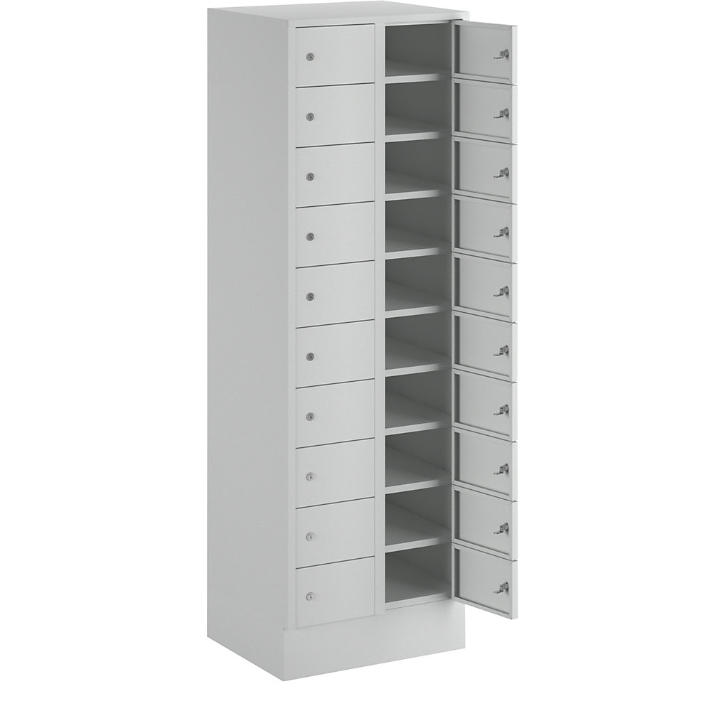 Wolf 20-Compartment Steel Safe Locker Light Grey