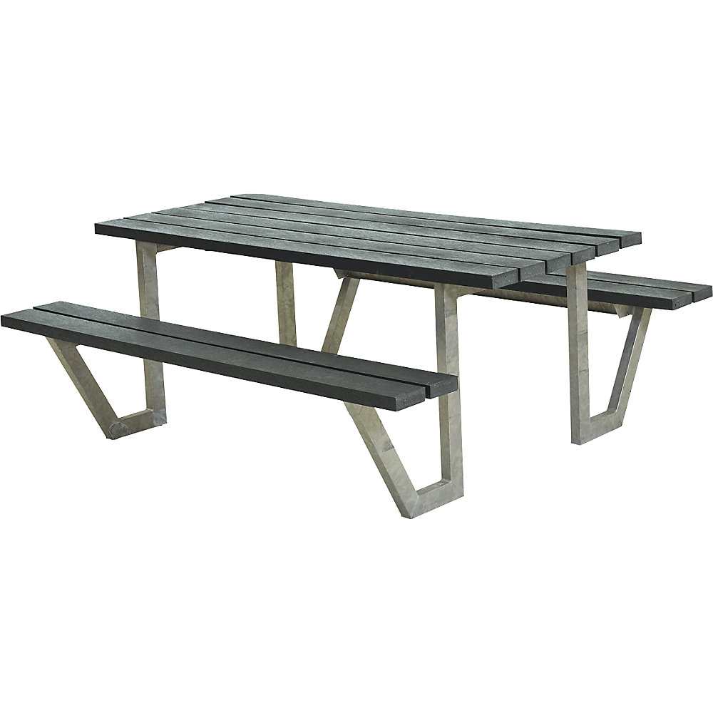 Banco para grupos de 6 personas, L x P 1770 x 1610 mm, tablones ReTex, gris