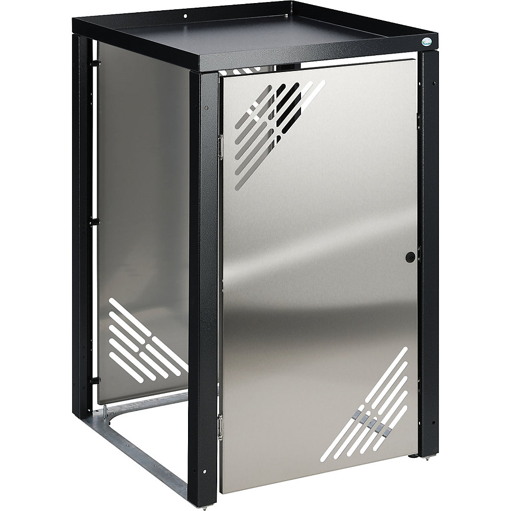 VAR Caja para contenedor de basura con tapa para plantas, bajo llave, elemento de ampliación, acero inoxidable