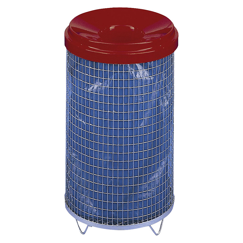VAR Papelera de rejilla, capacidad 65 l, pieza superpuesta de introducción roja