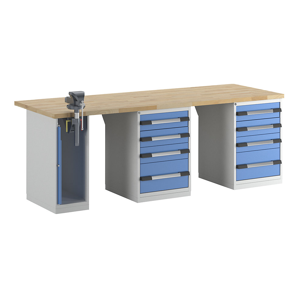 Photos - Workbench eurokraft pro 8 drawers, 1 vice on left side, 8 drawers, 1 vice on left si