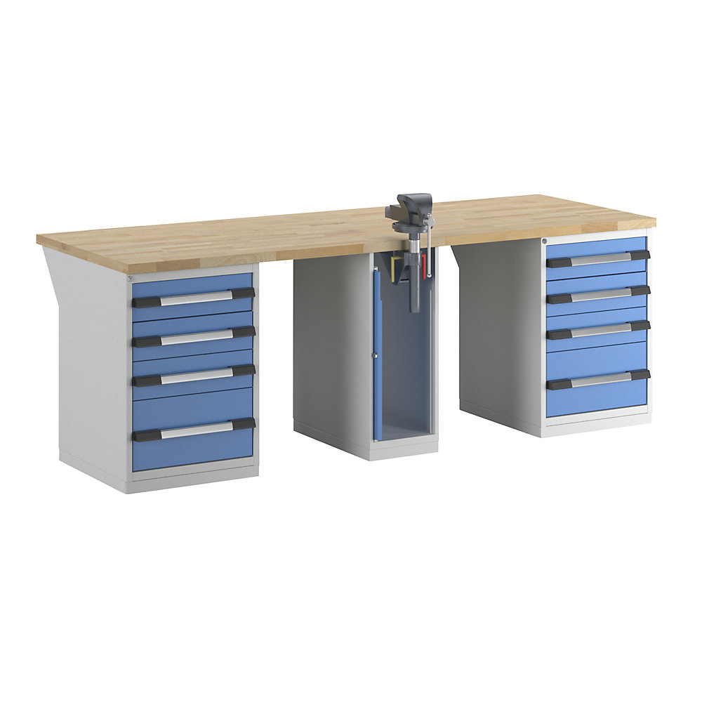 Photos - Workbench eurokraft pro 8 drawers, 1 vice in the middle, 8 drawers, 1 vice in the mi
