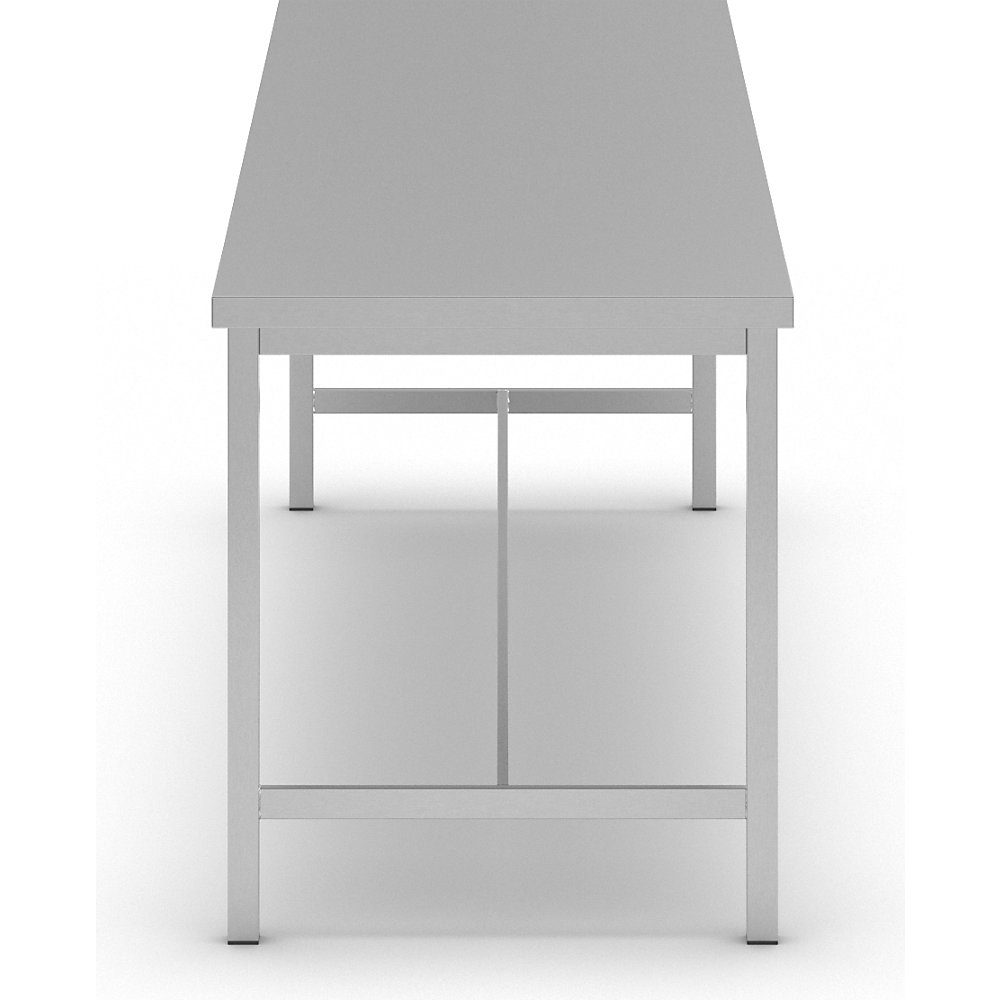 Edelstahl-Arbeitstisch, 1 Mittelstrebe, Breite 2400 mm eurokraft basic 2