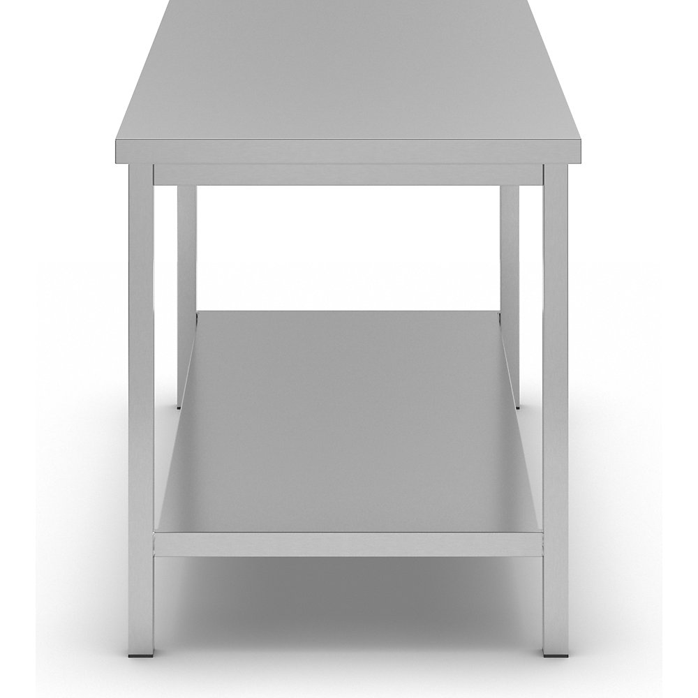 Edelstahl-Arbeitstisch, 1 Fachboden voll, Breite 1500 mm eurokraft basic 2