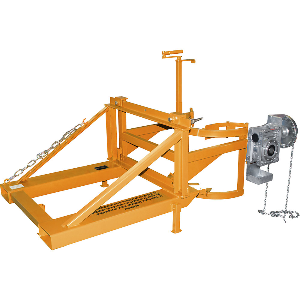Fasskipper, mit Drehvorrichtung und Endloskette, gelborange eurokraft pro 2