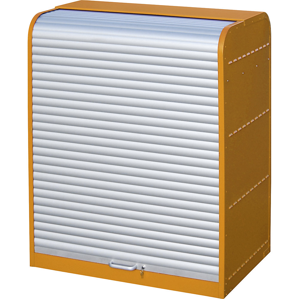 eurokraft pro Steel Hazardous Material Storage Depot with Roller Shutter for 2 x 200L Drums Orange 2