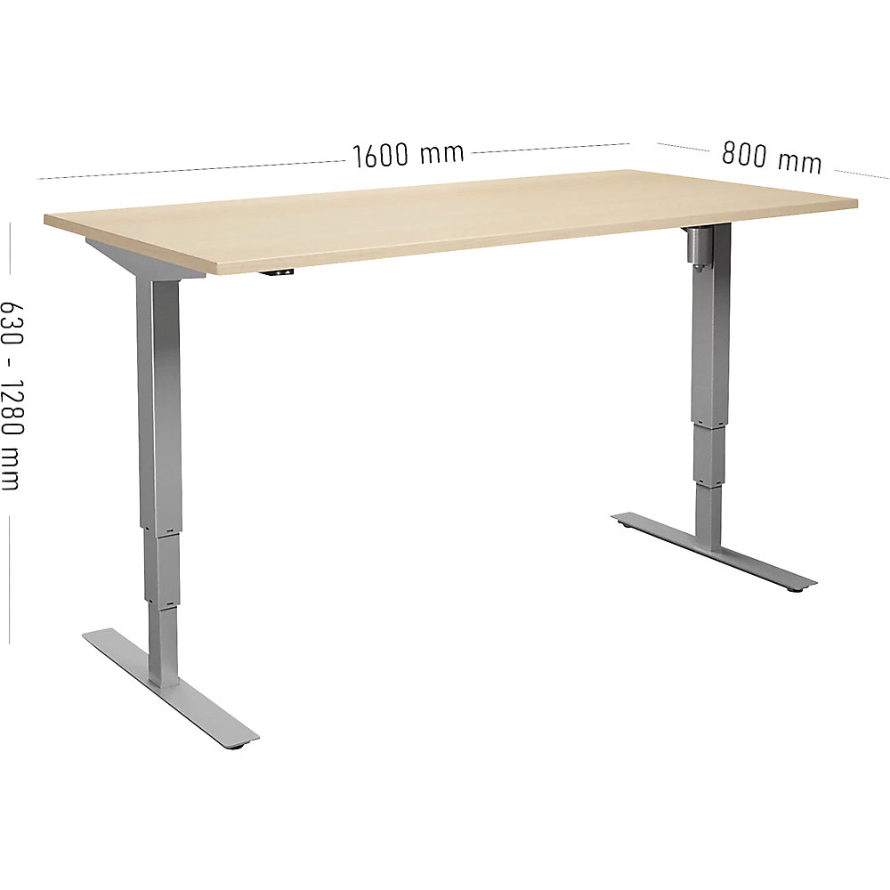 Kaiserkraft Atlanta Electric Standing Desk Birch/Silver 160x80 2