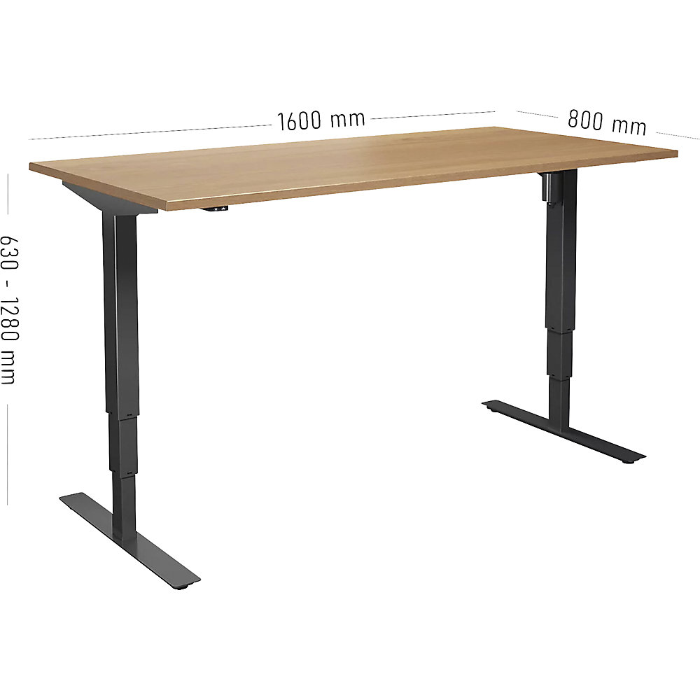 Kaiserkraft Atlanta Electric Height-Adjustable Desk Beech/Silver 160x80 cm 2