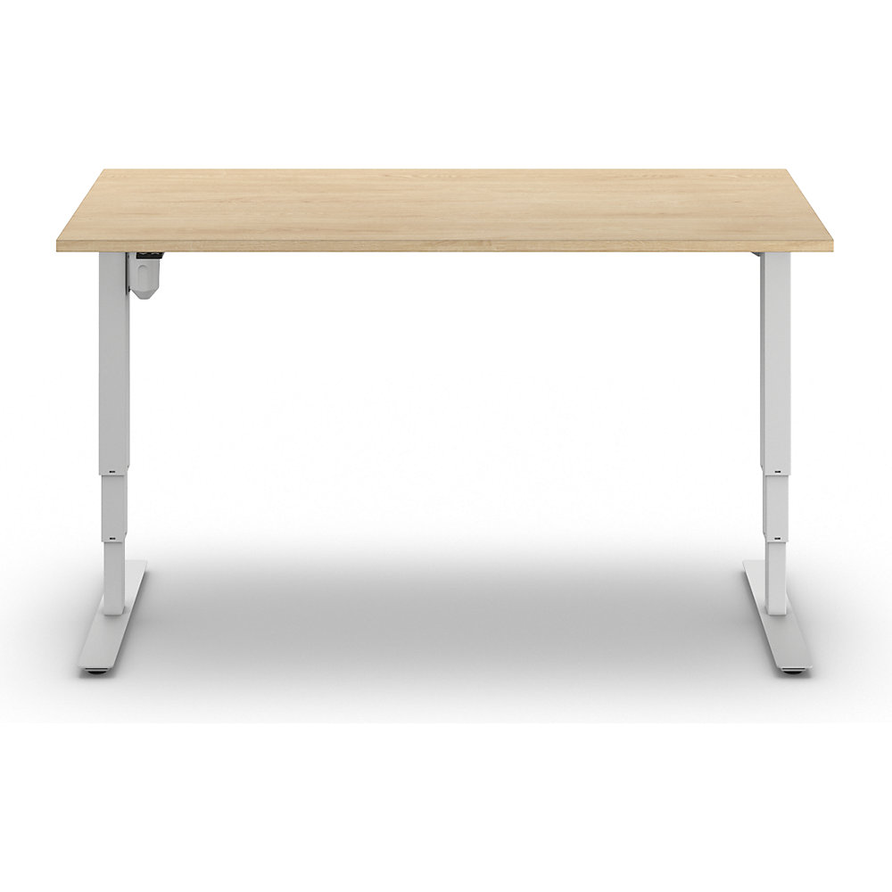 kaiserkraft Schreibtisch Atlanta, elektrisch höhenverstellbar, gerade, BxT 1600 x 800 mm, Eiche/weiß 2