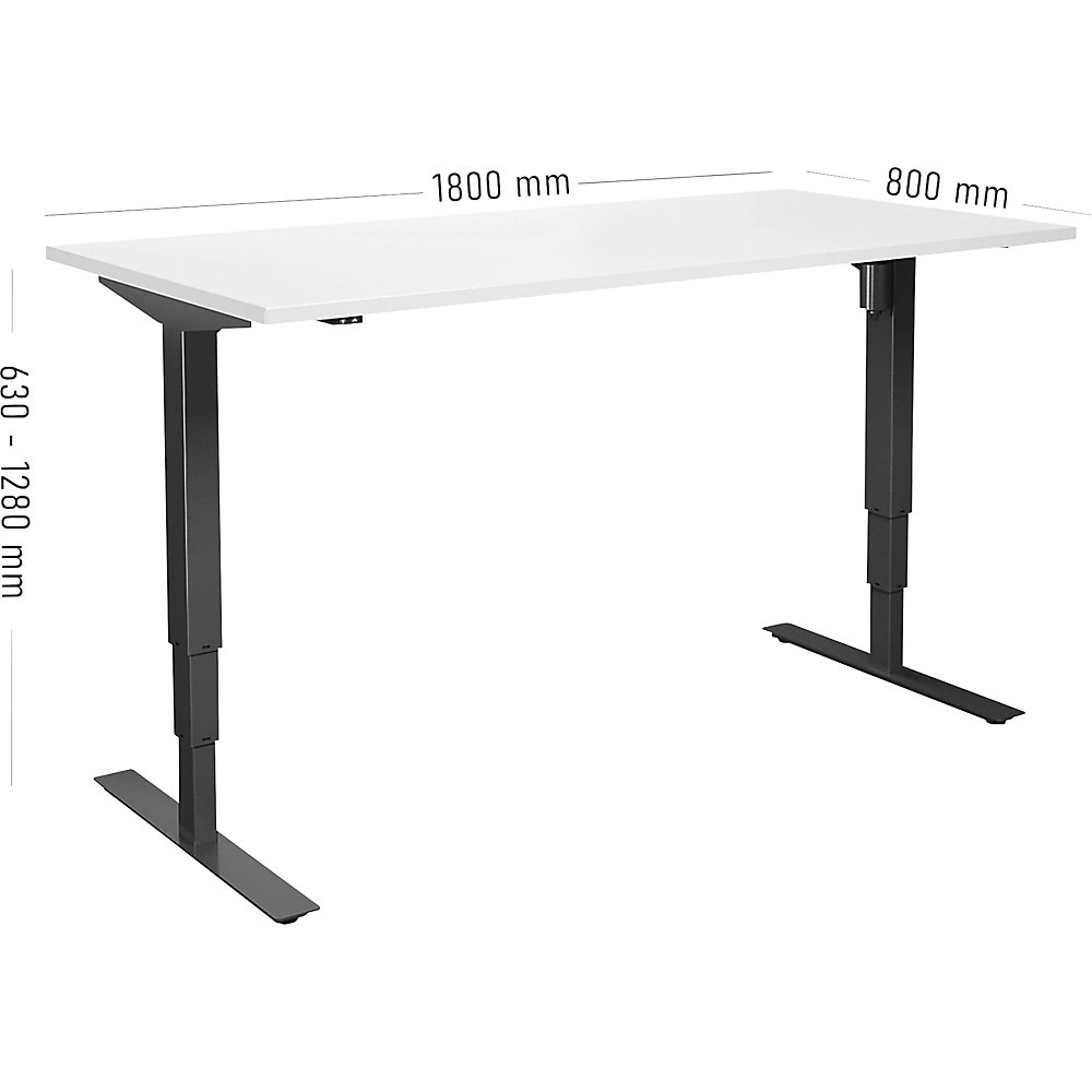 Kaiserkraft Atlanta Electric Standing Desk White/Black 180x80 cm 2