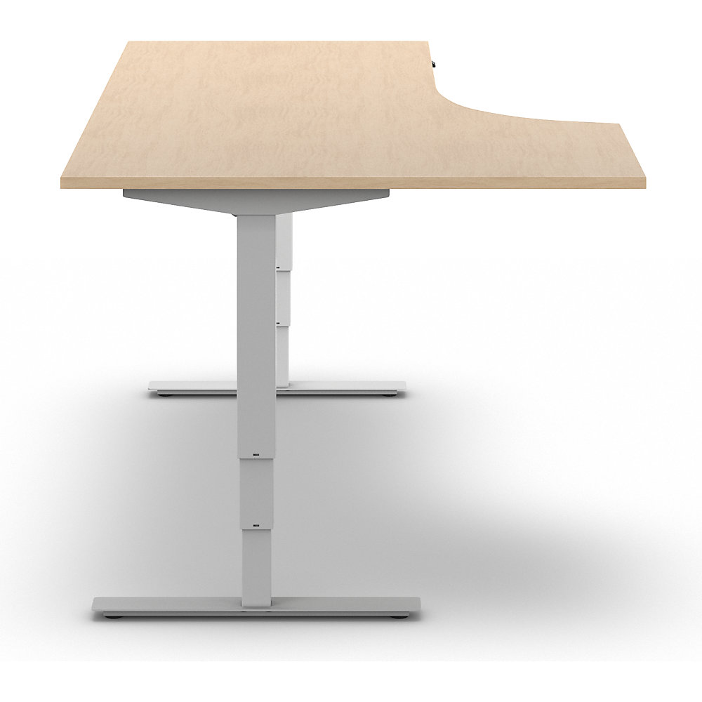 kaiserkraft Schreibtisch Atlanta, elektrisch höhenverstellbar, Ecke, BxT 1800 x 1200 mm, Birke/weiß, links 2