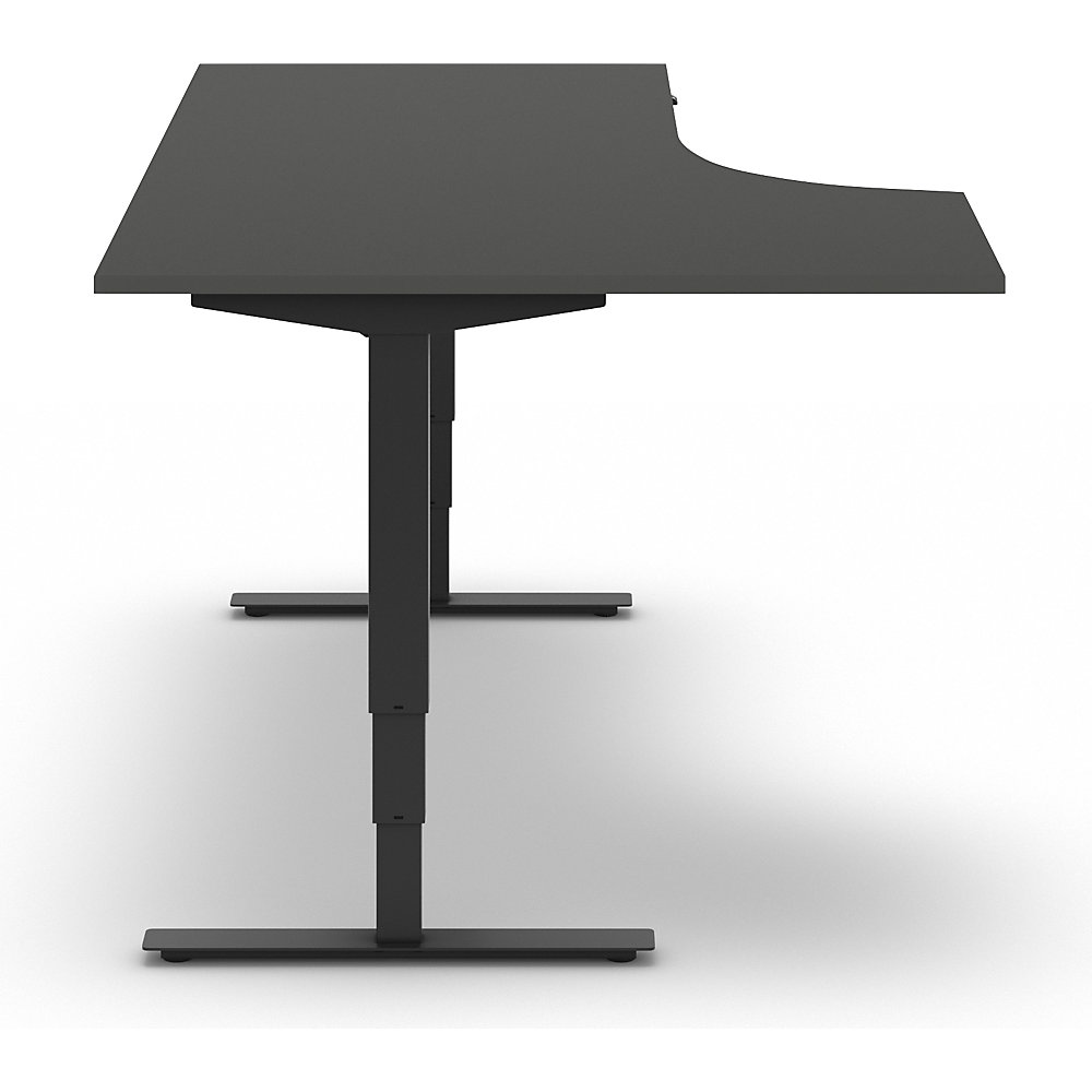 kaiserkraft Schreibtisch Atlanta, elektrisch höhenverstellbar, Ecke, BxT 1800 x 1200 mm, dunkelgrau/schwarz, links 2