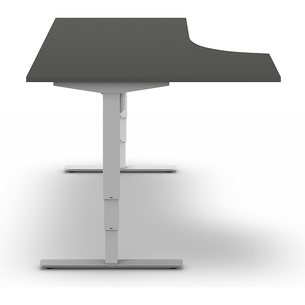 kaiserkraft Schreibtisch Atlanta, elektrisch höhenverstellbar, Ecke, BxT 1800 x 1200 mm, dunkelgrau/weiß, links 2