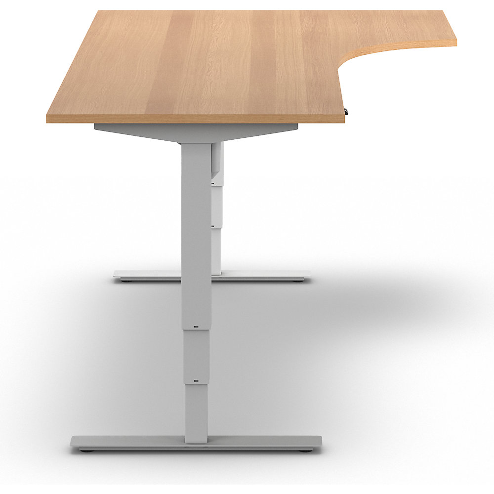 kaiserkraft Schreibtisch Atlanta, elektrisch höhenverstellbar, Ecke, BxT 1800 x 1200 mm, Buche/weiß, rechts 2