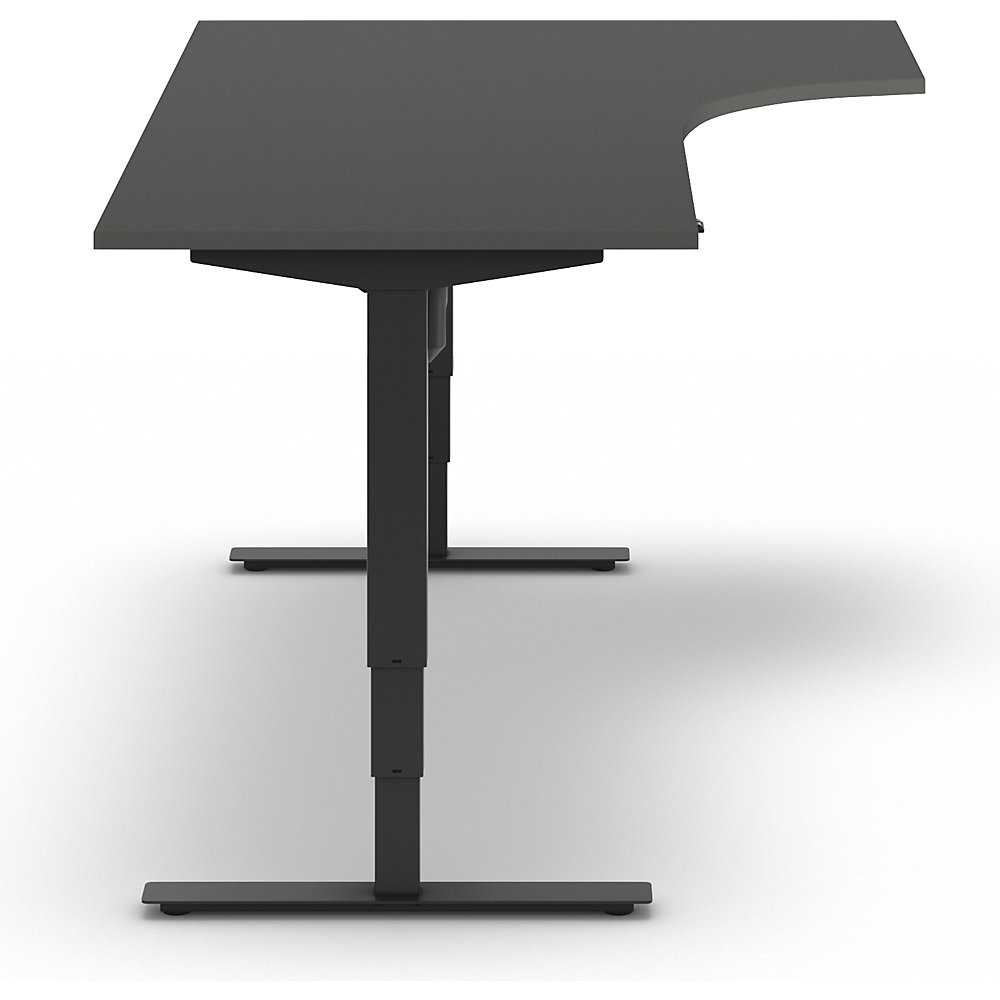Kaiserkraft Atlanta Electric Height-Adjustable Corner Desk Dark Gray/Black Right 2