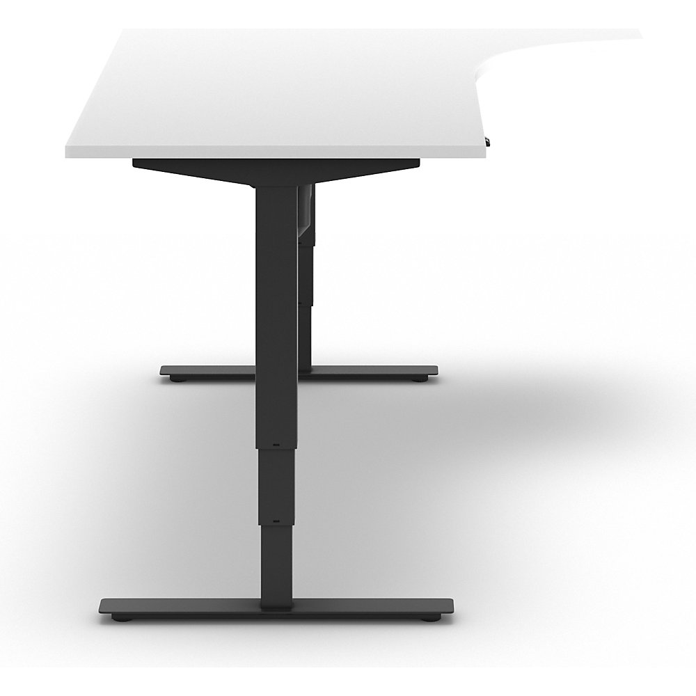Kaiserkraft Atlanta Electric Height-Adjustable Corner Desk White/Black Right 2