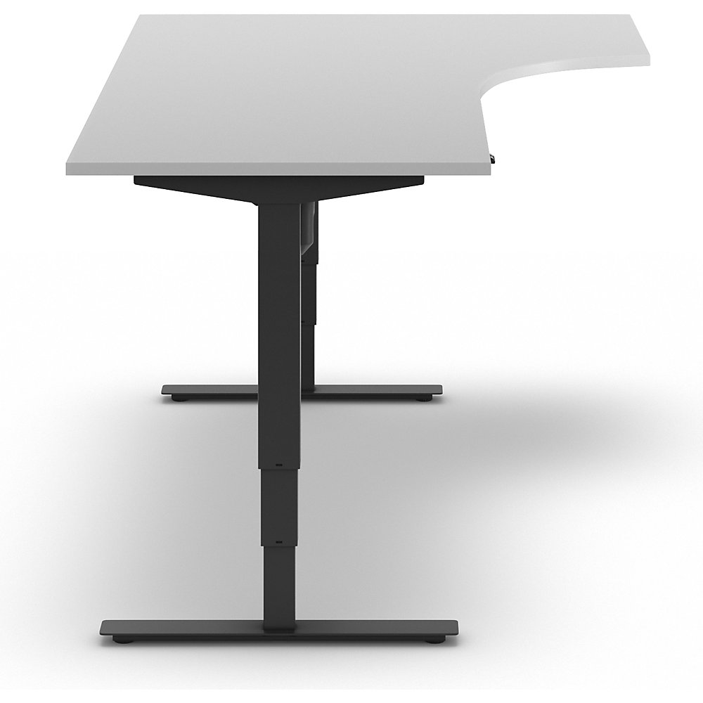 kaiserkraft Schreibtisch Atlanta, elektrisch höhenverstellbar, Ecke, BxT 1800 x 1200 mm, lichtgrau/schwarz, rechts 2