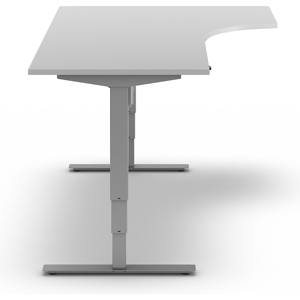 kaiserkraft Schreibtisch Atlanta, elektrisch höhenverstellbar, Ecke, BxT 1800 x 1200 mm, lichtgrau/silber, rechts 2