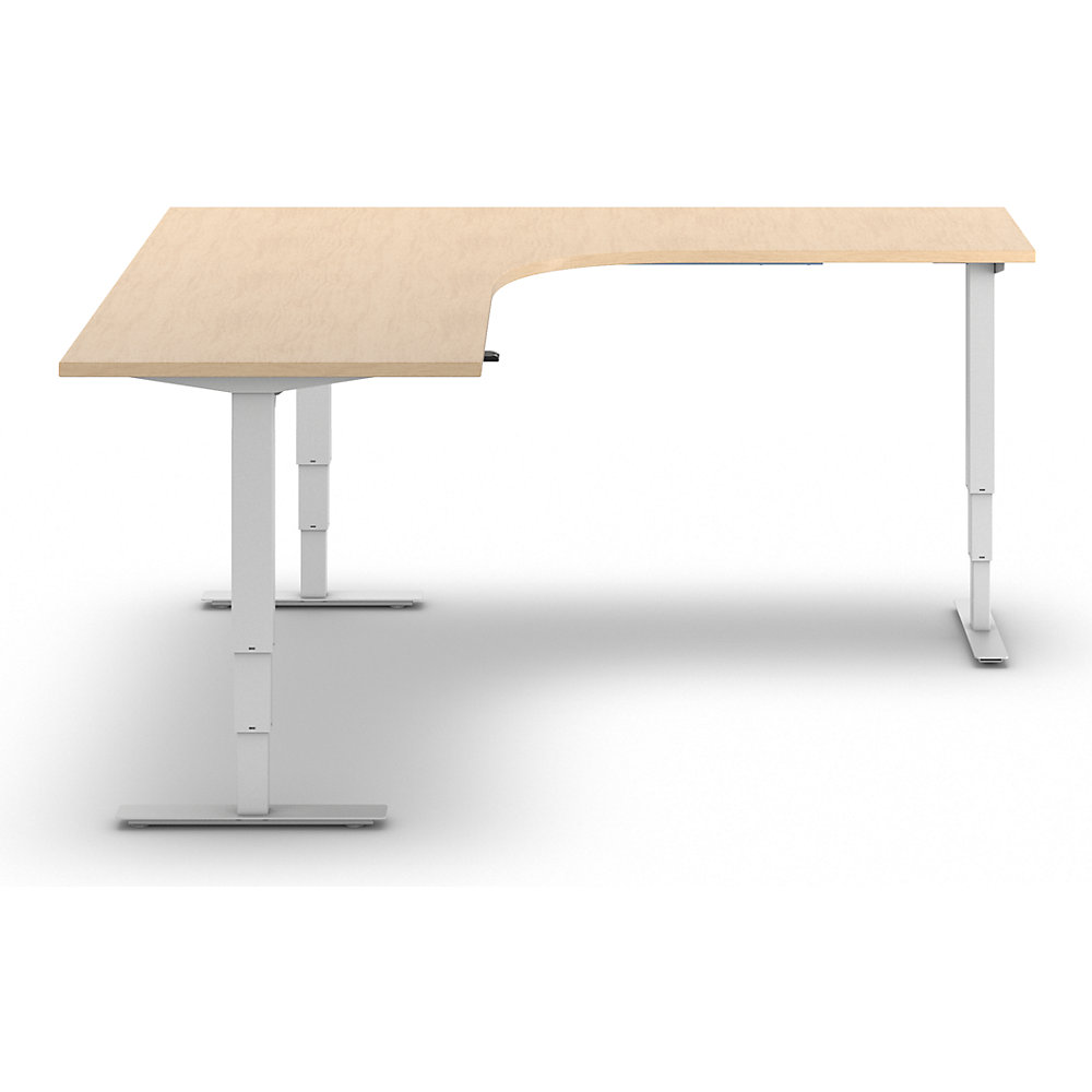 kaiserkraft Schreibtisch Atlanta, elektrisch höhenverstellbar, L-Form, BxT 1800 x 2000 mm, Birke/weiß, rechts 2