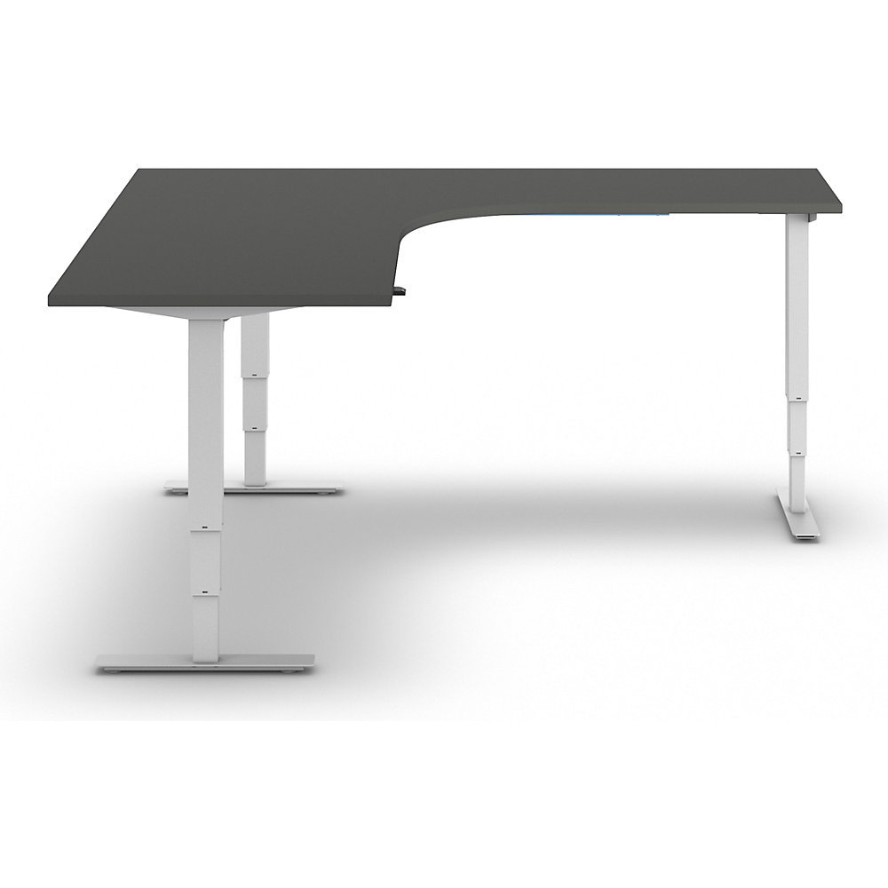 kaiserkraft Schreibtisch Atlanta, elektrisch höhenverstellbar, L-Form, BxT 1800 x 2000 mm, dunkelgrau/weiß, rechts 2