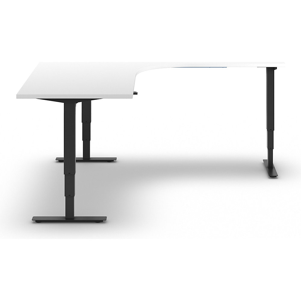 kaiserkraft Schreibtisch Atlanta, elektrisch höhenverstellbar, L-Form, BxT 1800 x 2000 mm, weiß/schwarz, rechts 2