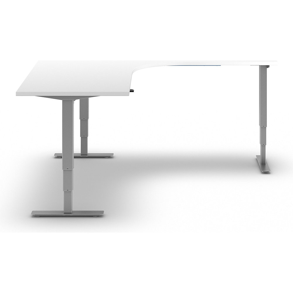 kaiserkraft Schreibtisch Atlanta, elektrisch höhenverstellbar, L-Form, BxT 1800 x 2000 mm, weiß/silber, rechts 2