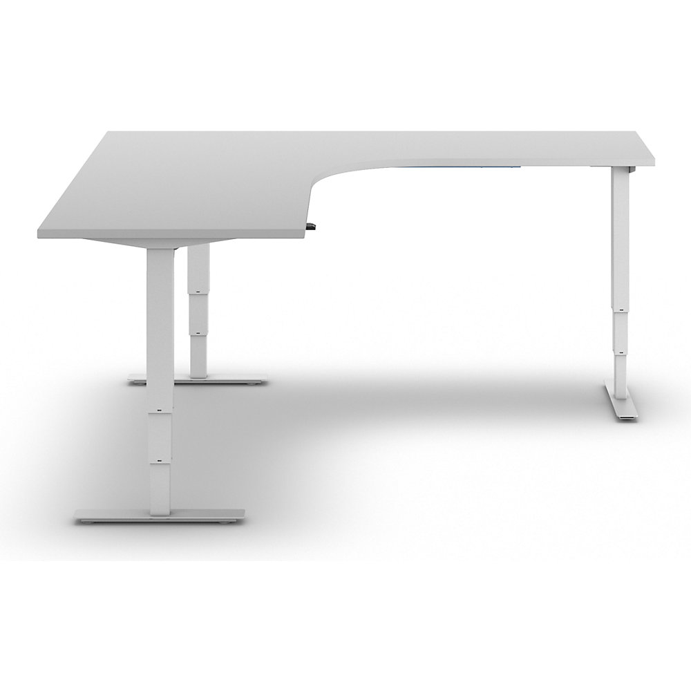 Kaiserkraft Atlanta Electric Height-Adjustable Desk L-Shape Light Gray/White Right 2