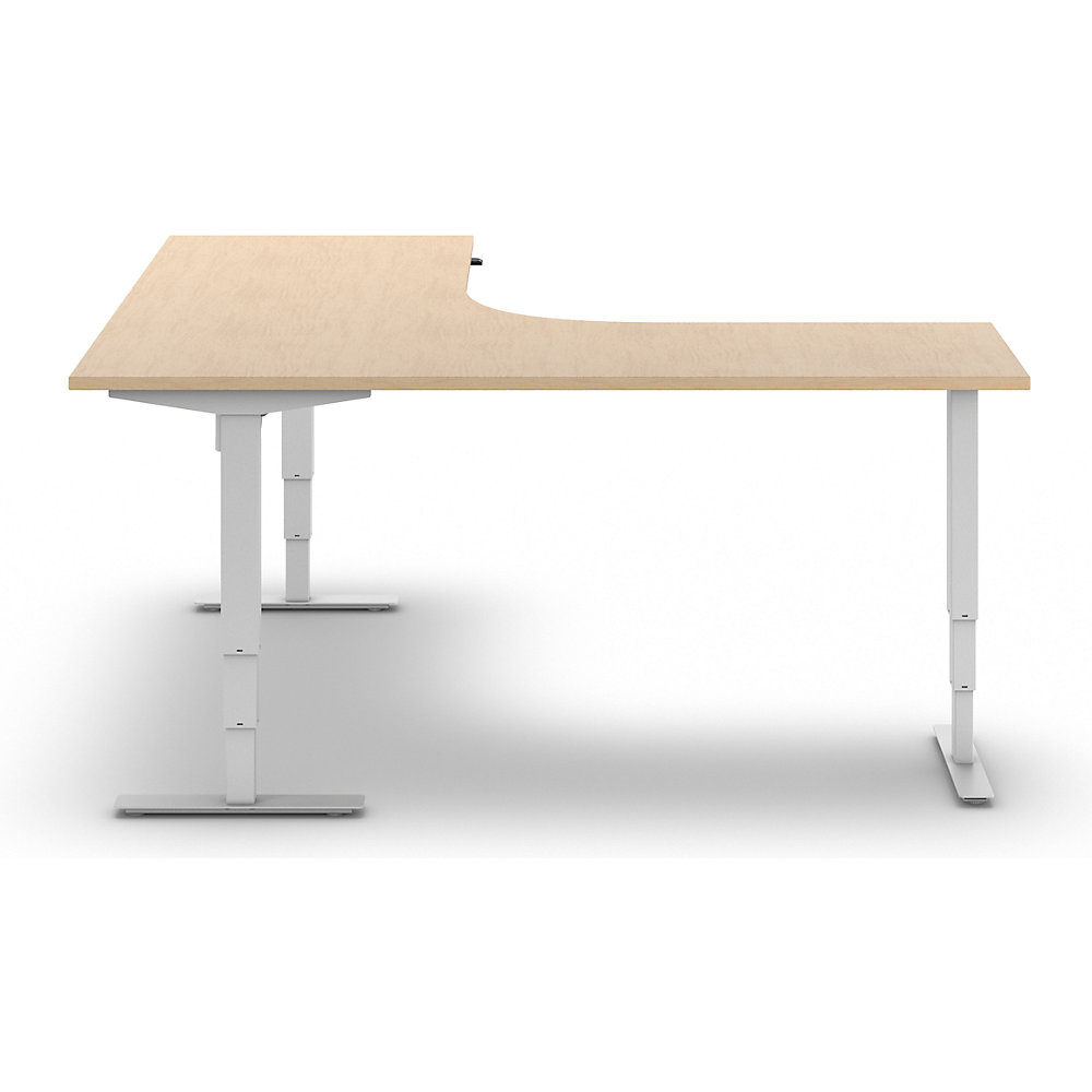 kaiserkraft Schreibtisch Atlanta, elektrisch höhenverstellbar, L-Form, BxT 1800 x 2000 mm, Birke/weiß, links 2