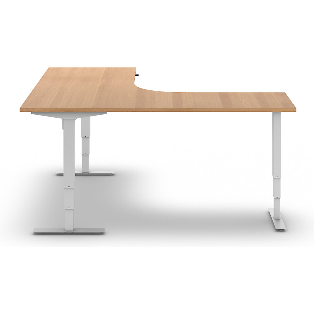 Kaiserkraft Atlanta Electric Height-Adjustable Desk L-Shape Beech/White 180x200 cm 2